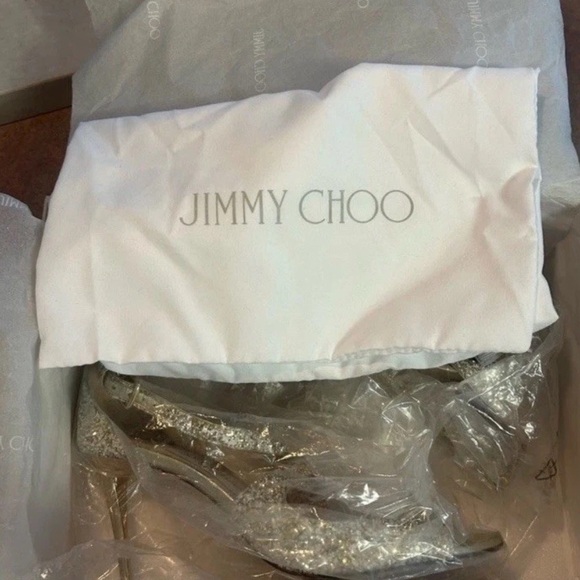 Jimmy Choo 'Nova' Champagne Glitter Slingback Open Toe Pumps 38.5, 8.5 - Picture 5 of 6